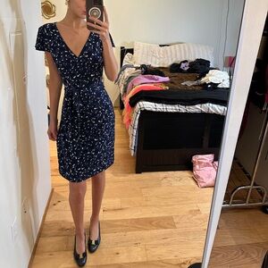 Ann Taylor Navy and White wrap Dress